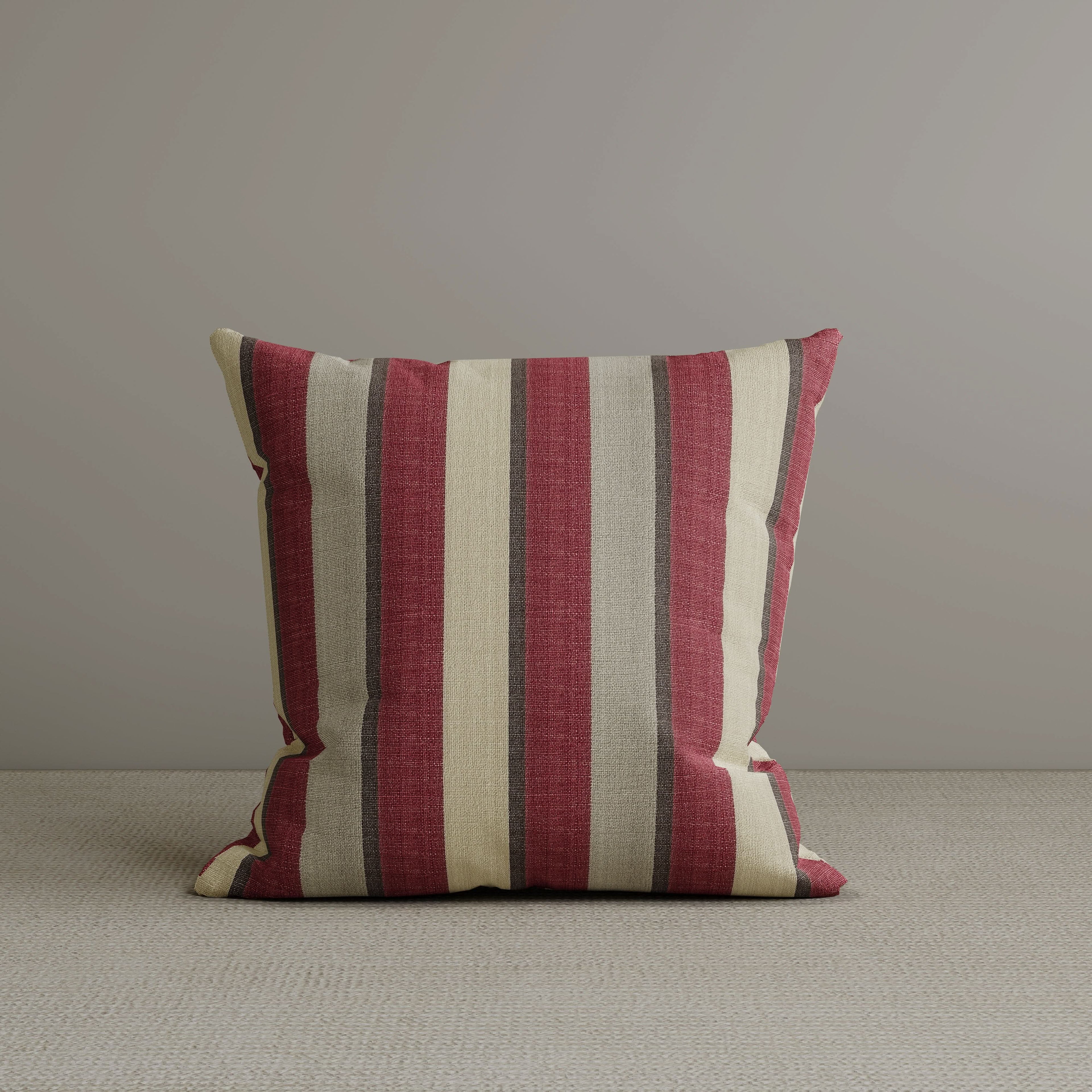 Square Exclusive Design Cushion in Claret Red Striped Cotton Linen, 45*45CM