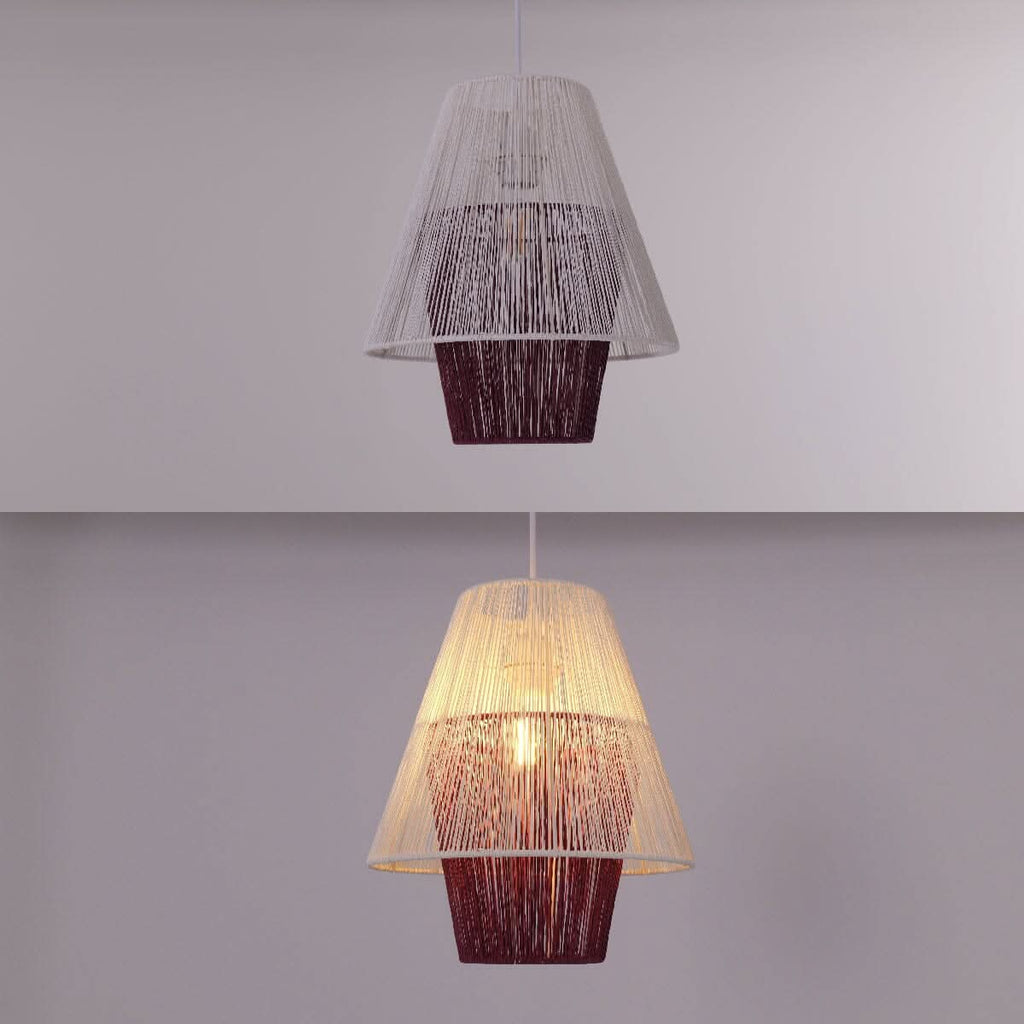 Lightsin Modern White Pendant Light with Purple Paper Rope Design