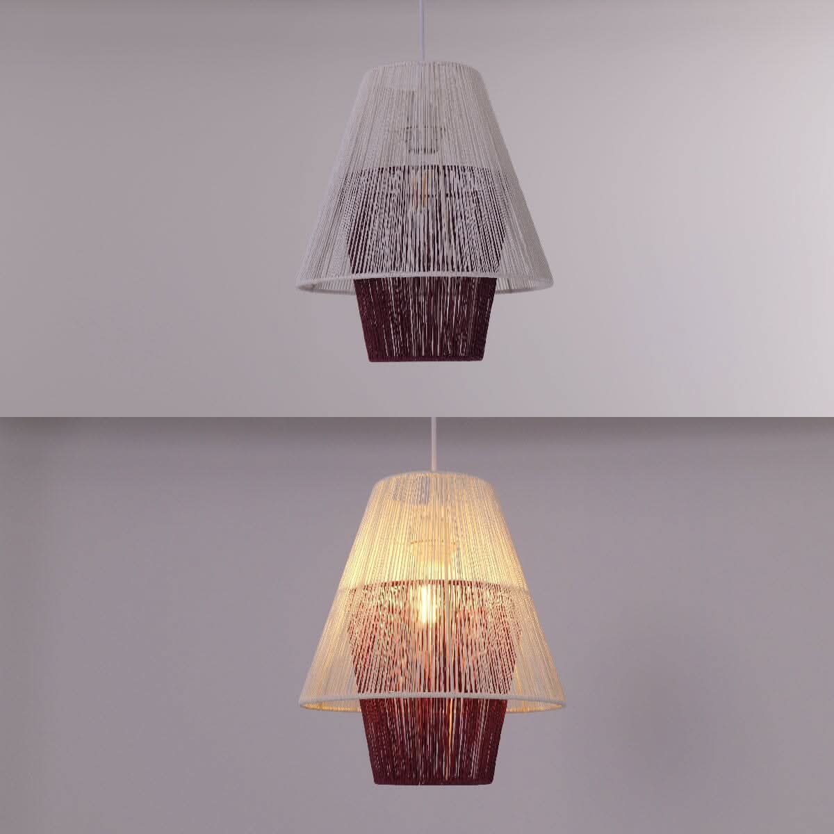 Lightsin Modern White Pendant Light with Purple Paper Rope Design