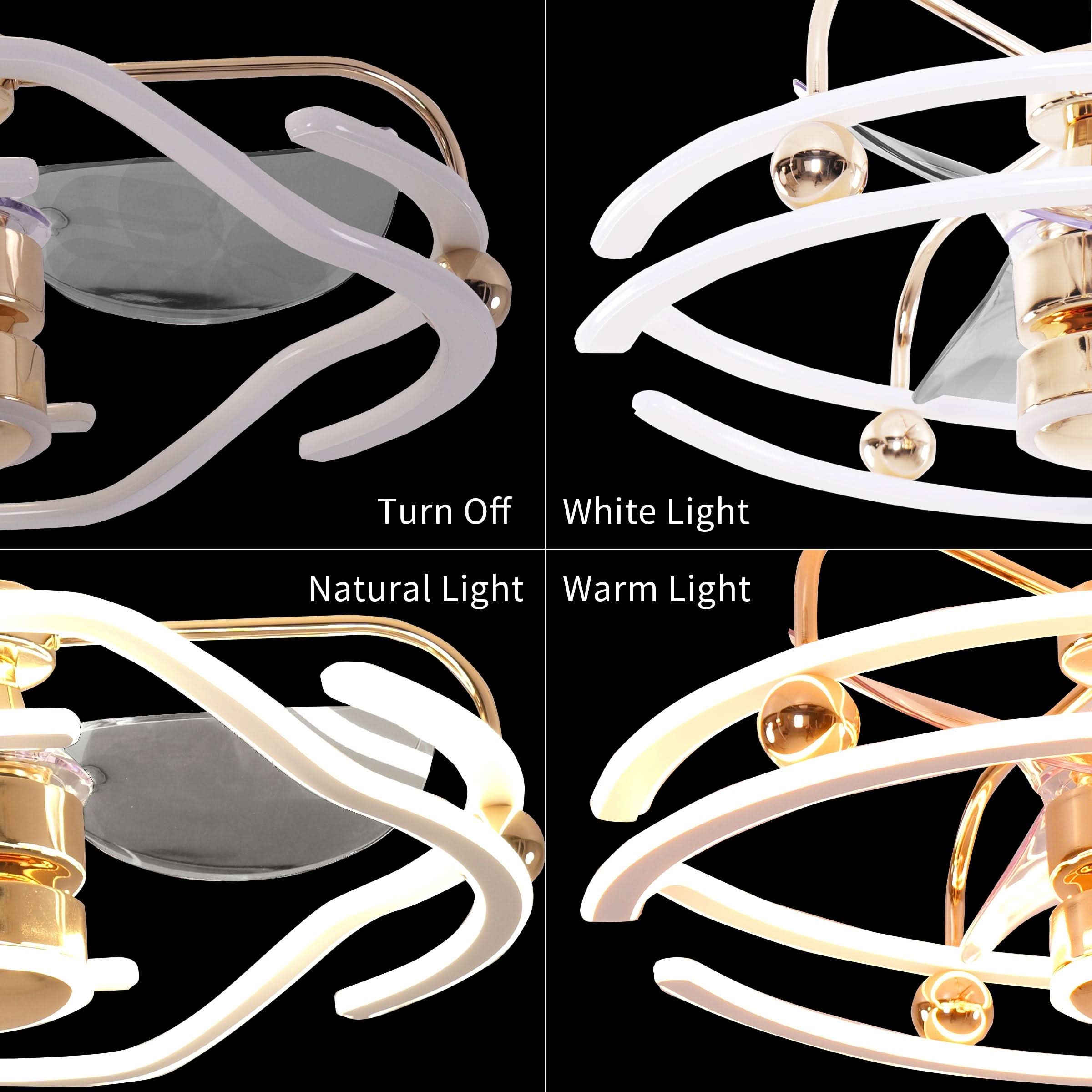 Lightsin Modern Ceiling Fan Light with Remote Control Low-Noise Adjustable Fan Light
