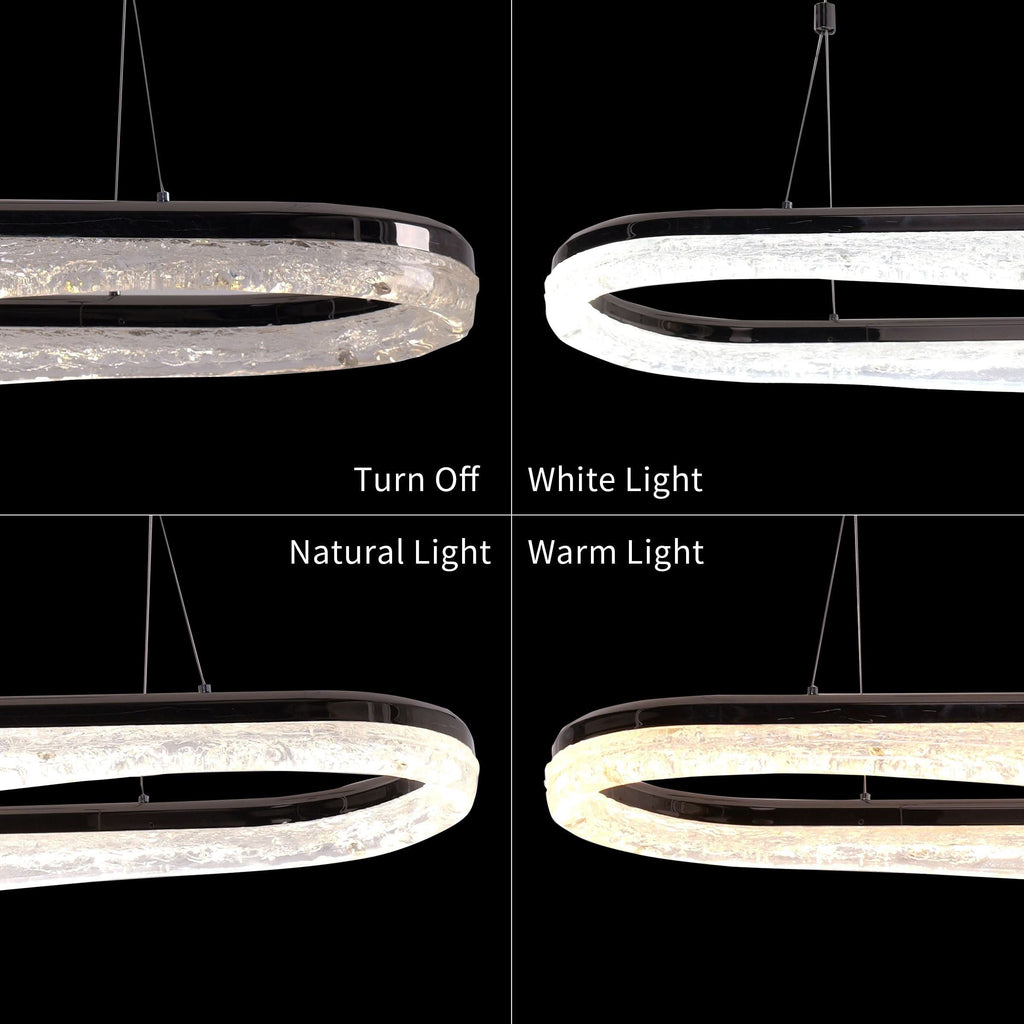 Lightsin Sleek Pearl Black LED Resin Oval Pendant Light Modern Chandelier Lighting