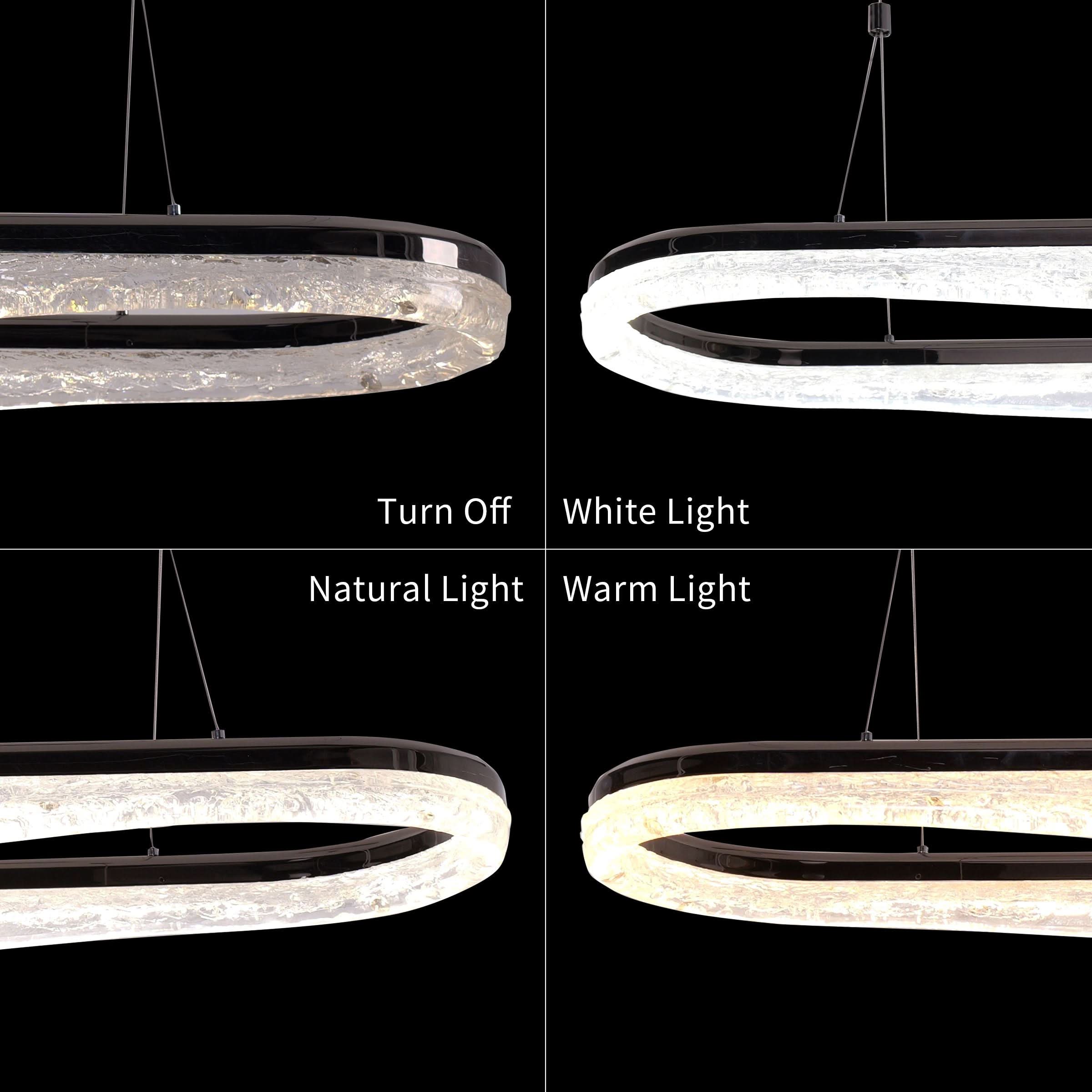 Lightsin Sleek Pearl Black LED Resin Oval Pendant Light Modern Chandelier Lighting