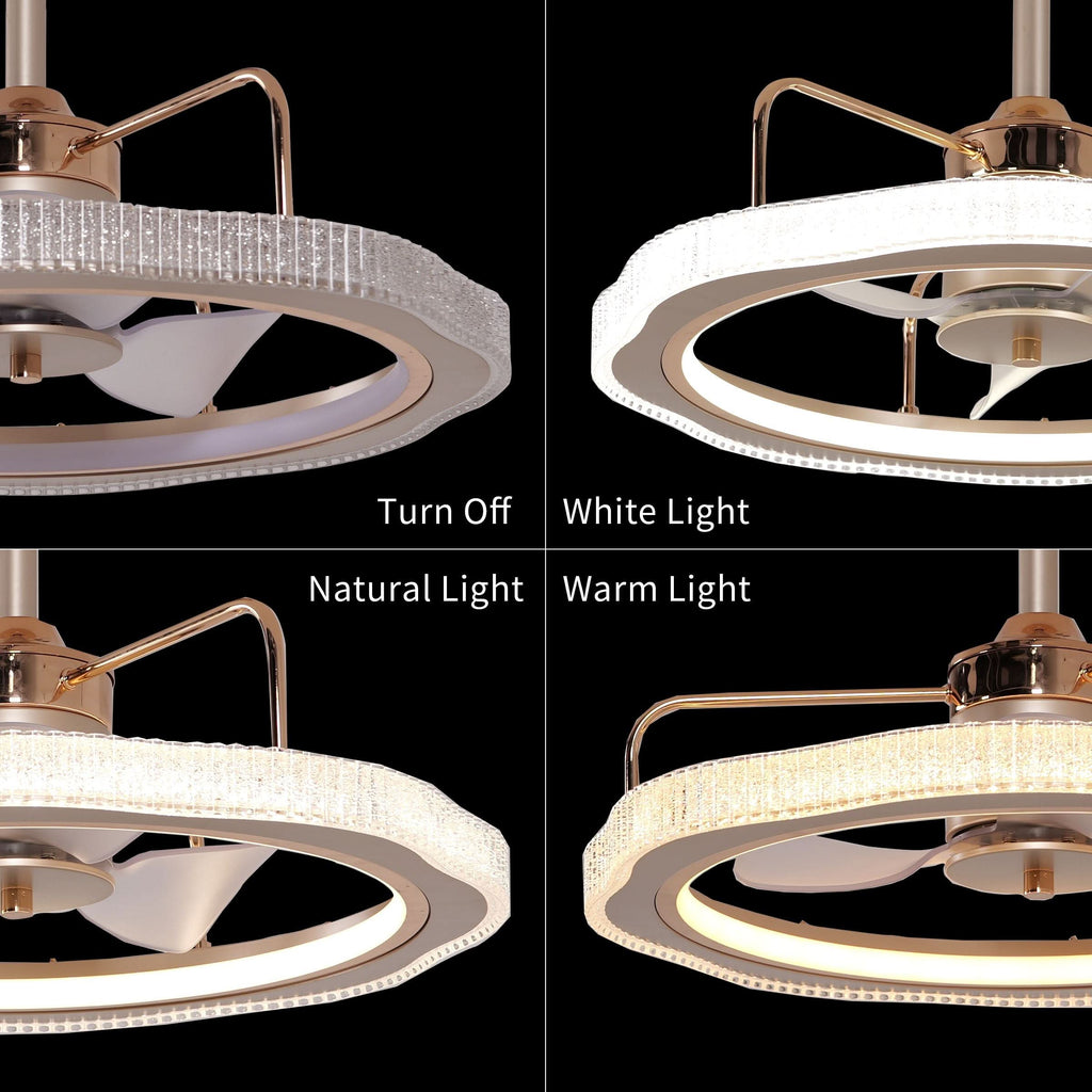 Lightsin Modern Reversible 3-Blades Metal Ceiling Fan with LED Light