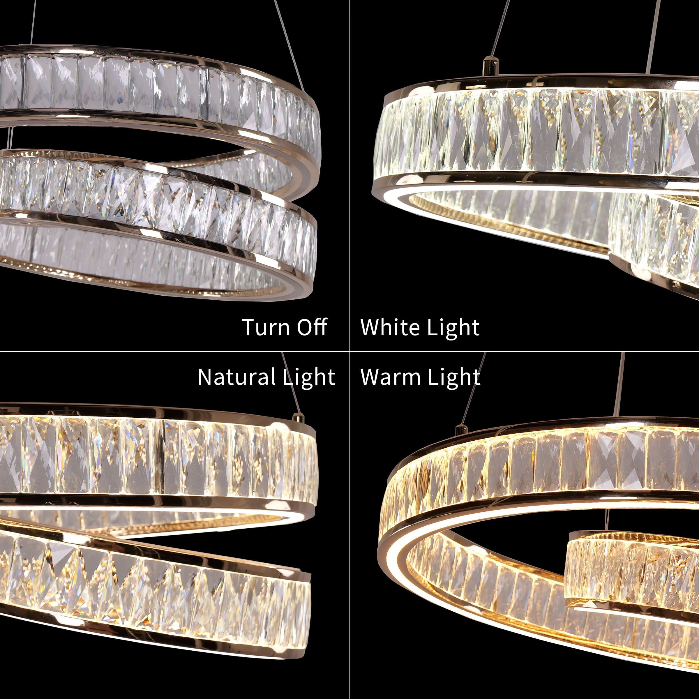 Lightsin Elegant Gold Crystal Swirl Pendant Light Luxury Crystal Chandelier for Living Room