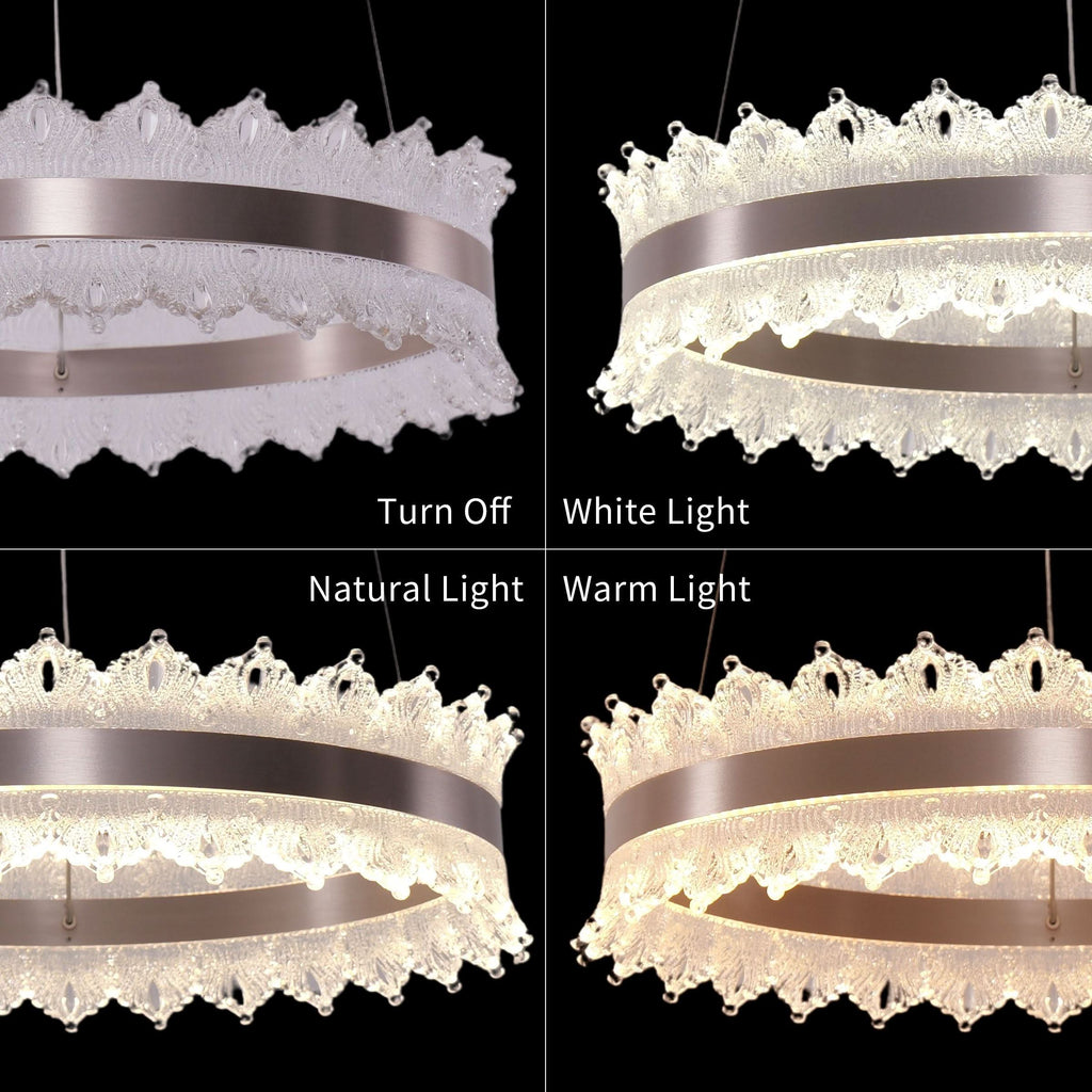 Lightsin Modern Simple Dimmable Metal Ring-Shaped Pendant Light with Acrylic Ceiling Light Cover and Acrylic Lighting Panels