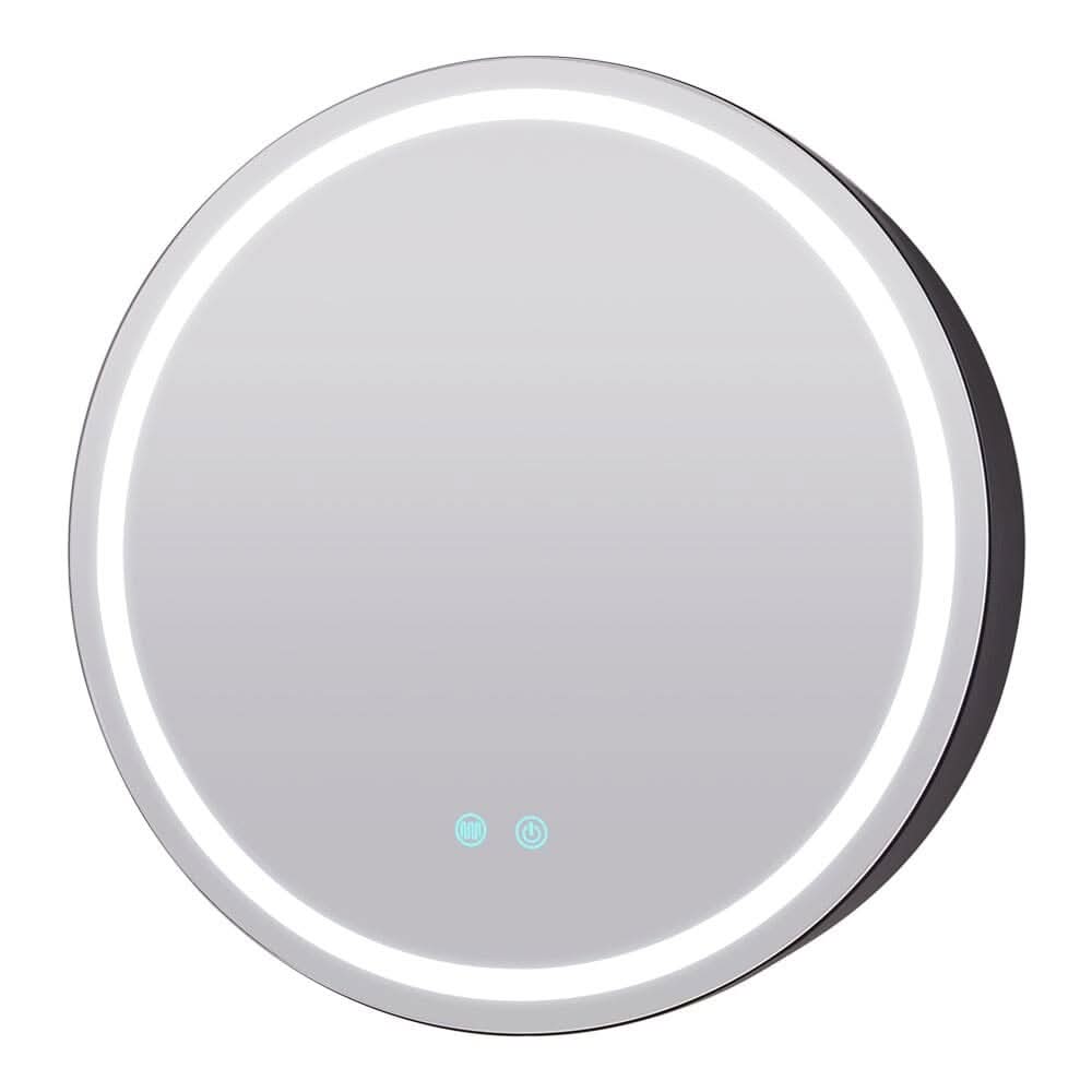 LED Dimmable Wall-Mounted Anti-fog Round Mirror Cabinet Bathroom Storage Decor