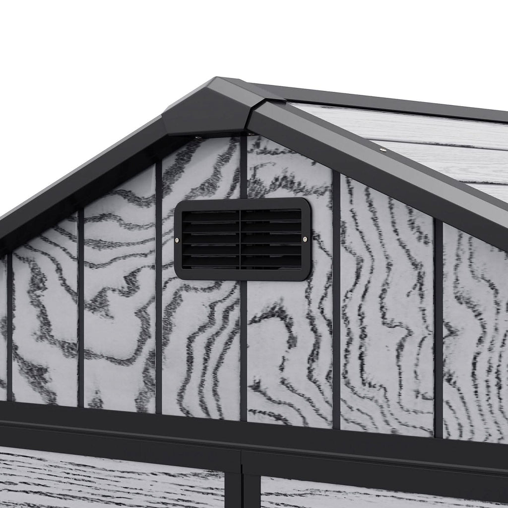 8x4/6x6ft PP Outdoor Apex/Flat Roof Garden Storage Shed with Window and Vent