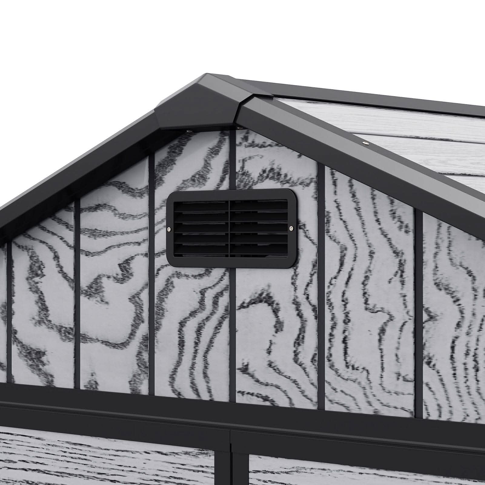 8x4/6x6ft PP Outdoor Apex/Flat Roof Garden Storage Shed with Window and Vent