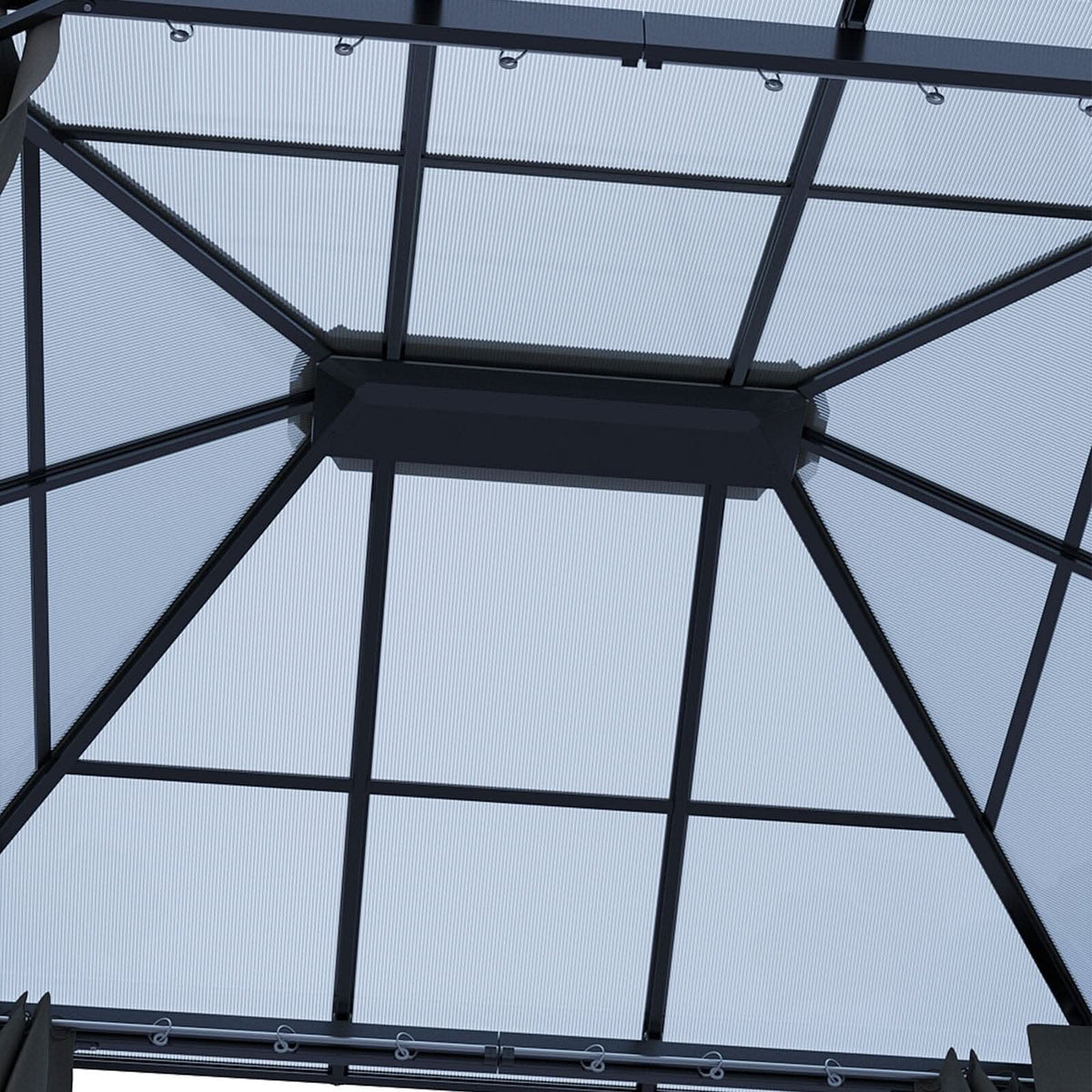 3*3*2.6m Dark Grey Single-roof Sunshade Canopy with Surrounding Fabric