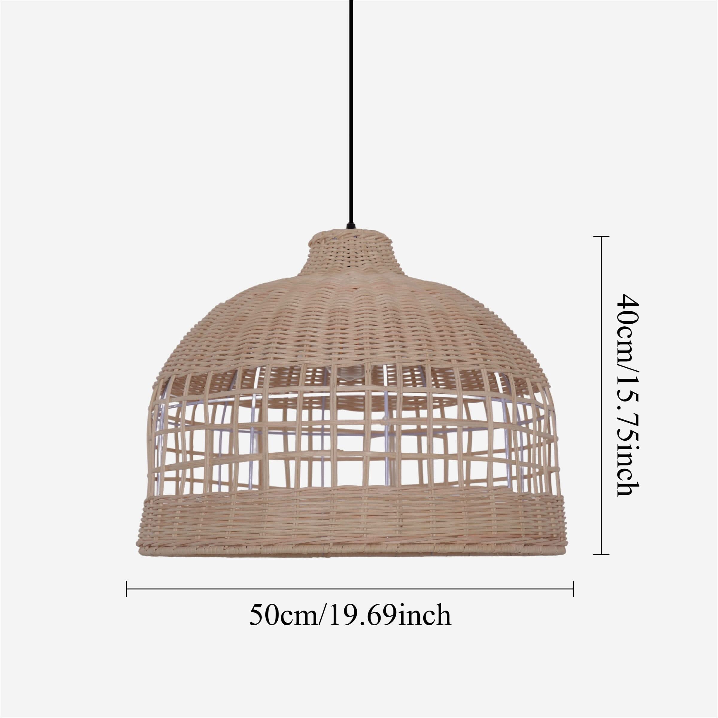 Lightsin Cella-Rattan Pendant Light – Handwoven Dome Ceiling Light with Lattice Design for Living Room, Bedroom & Kitchen