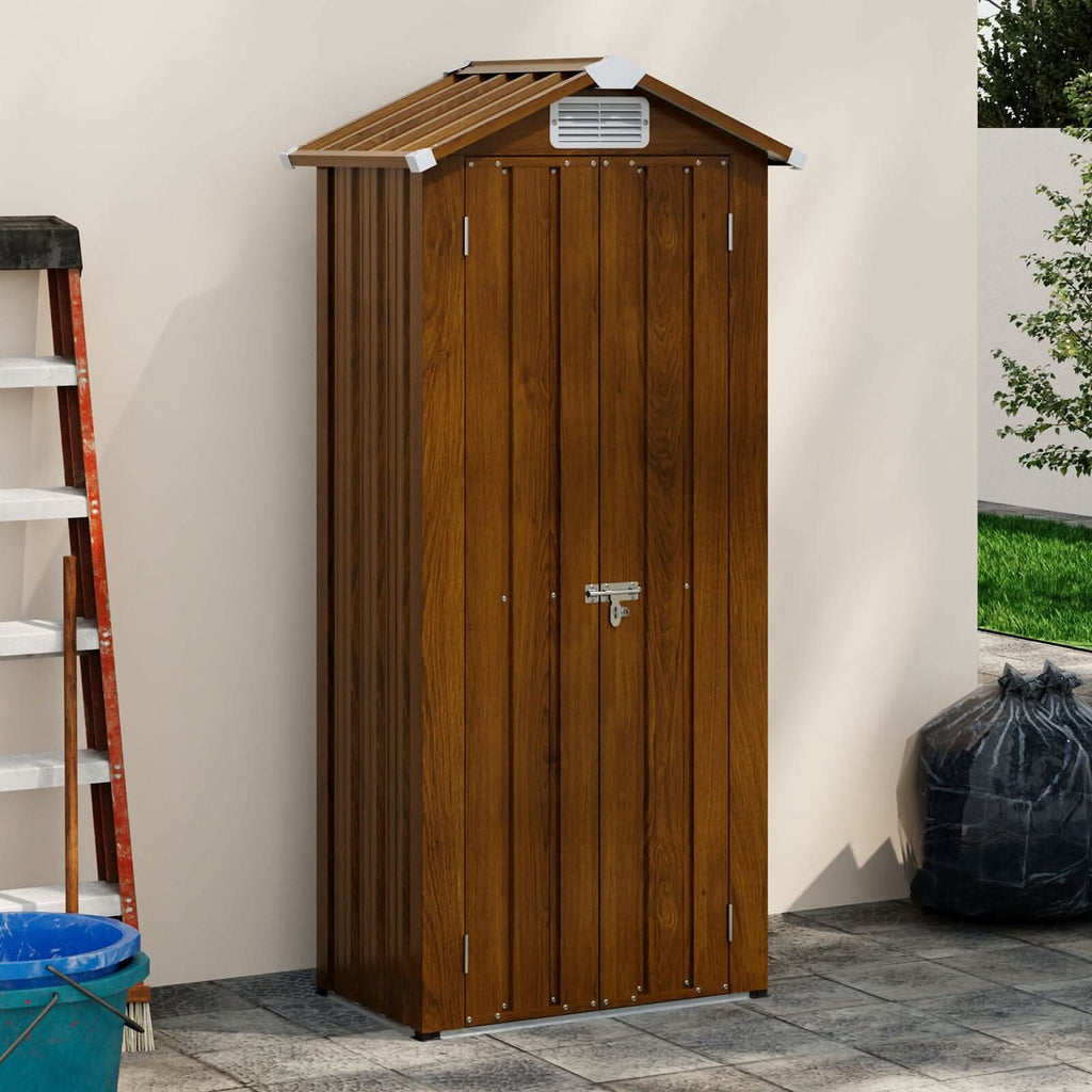 2.7*1.9FT Apex Roof Yellow Wood Grain Tool Cabinet