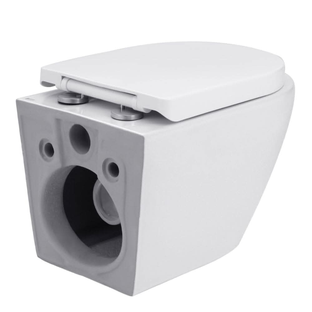 35cm W White Bathroom Wall Mounted Elongated Toilet