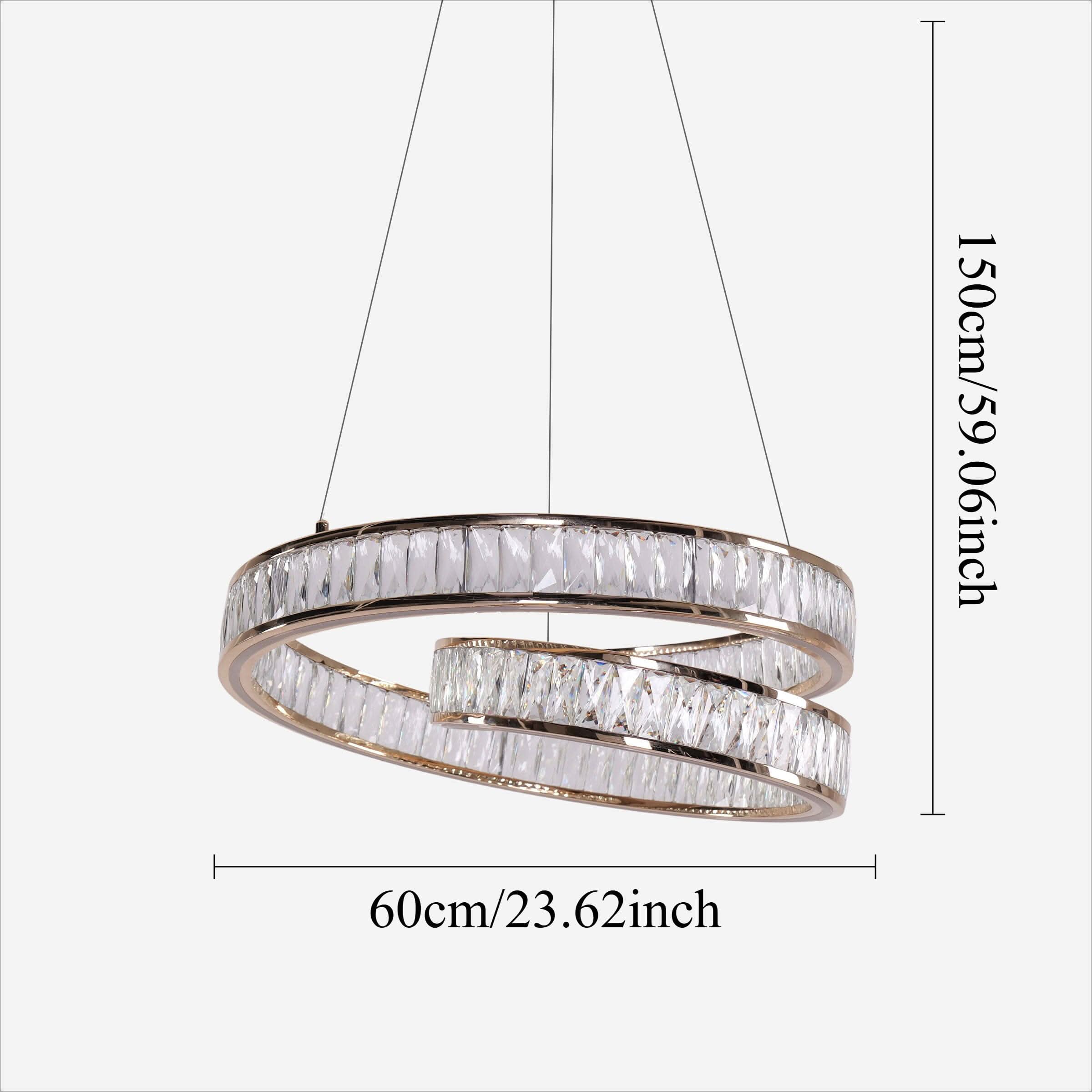 Lightsin Elegant Gold Crystal Swirl Pendant Light Luxury Crystal Chandelier for Living Room