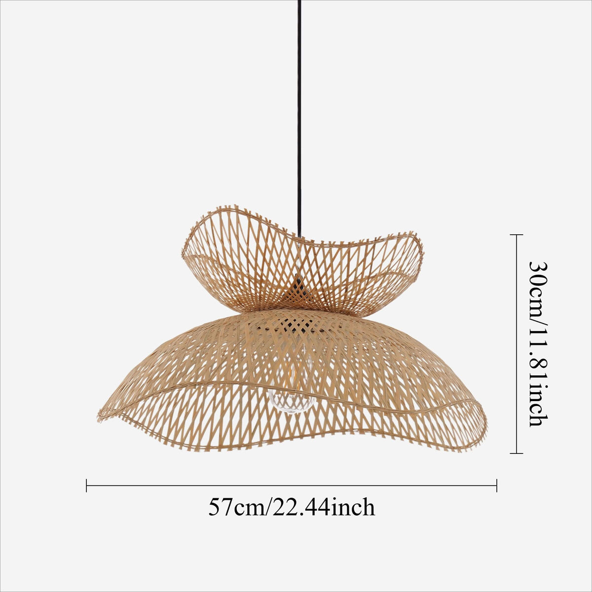 Lightsin Double-Layer Bamboo Pendant Light – Natural Ceiling Pendant Light for Living Room, Dining Area, and Boho Interiors