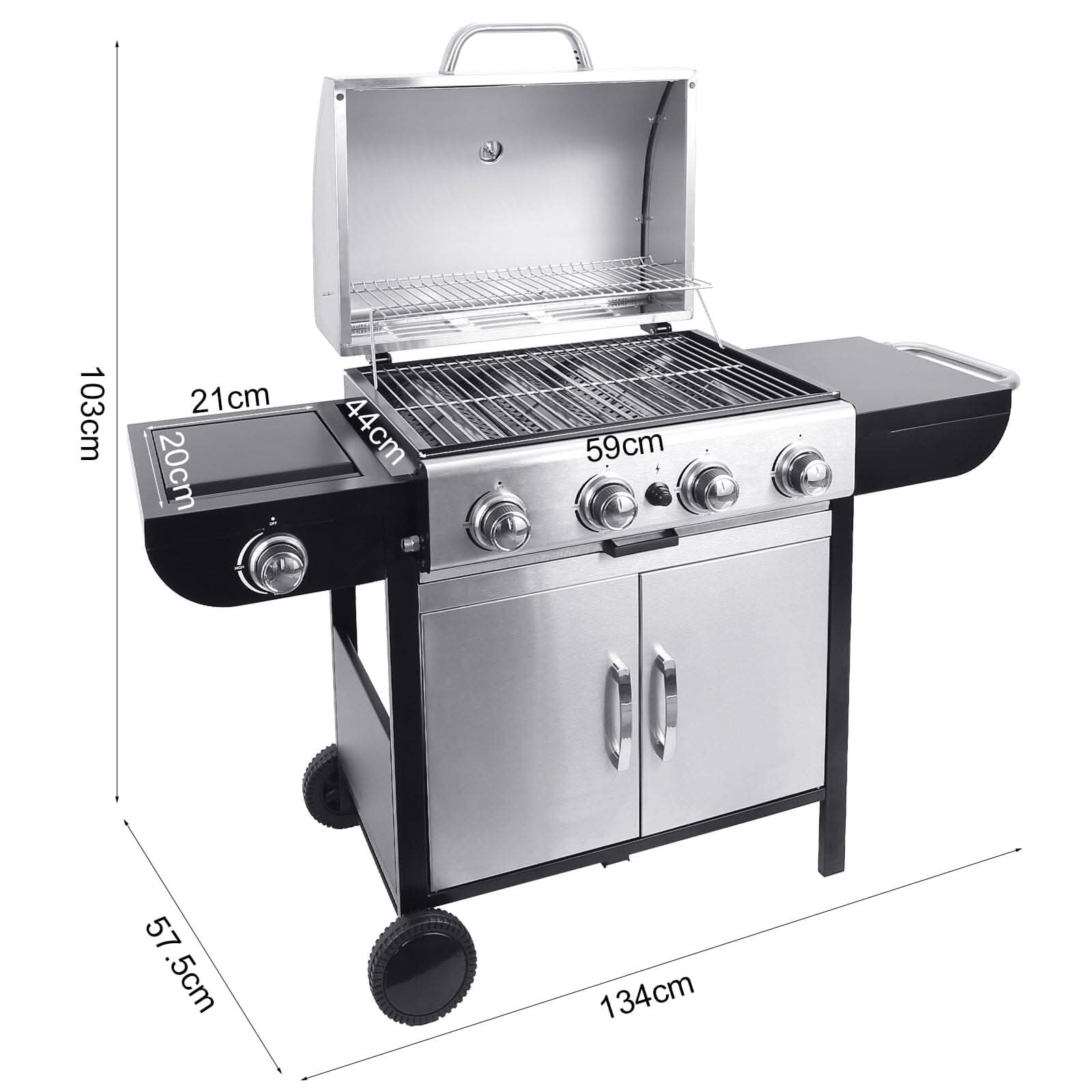 3/4/5-Burner Outdoor Gas Burner with Side Burner Gas Gill
