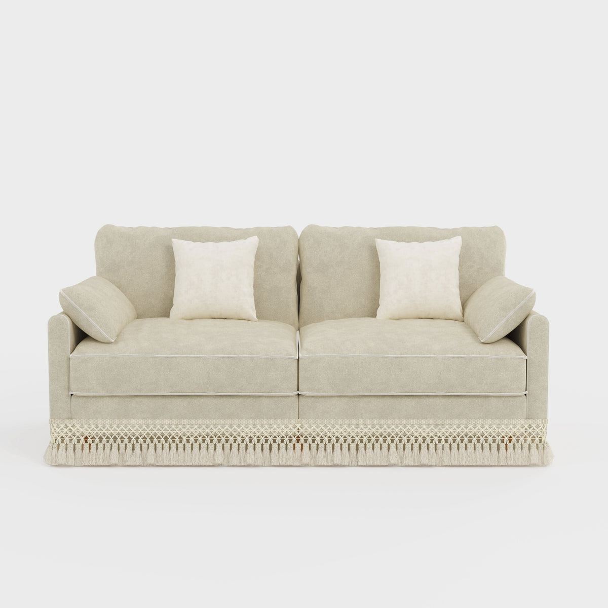 Cotton Linen Detachable Modular Sofa with Fringed Trim