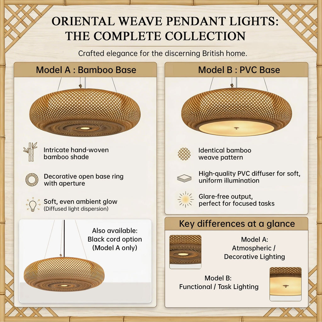 Lightsin Lutta-Handwoven Bamboo Pendant Light for Kitchen Island or Living Room