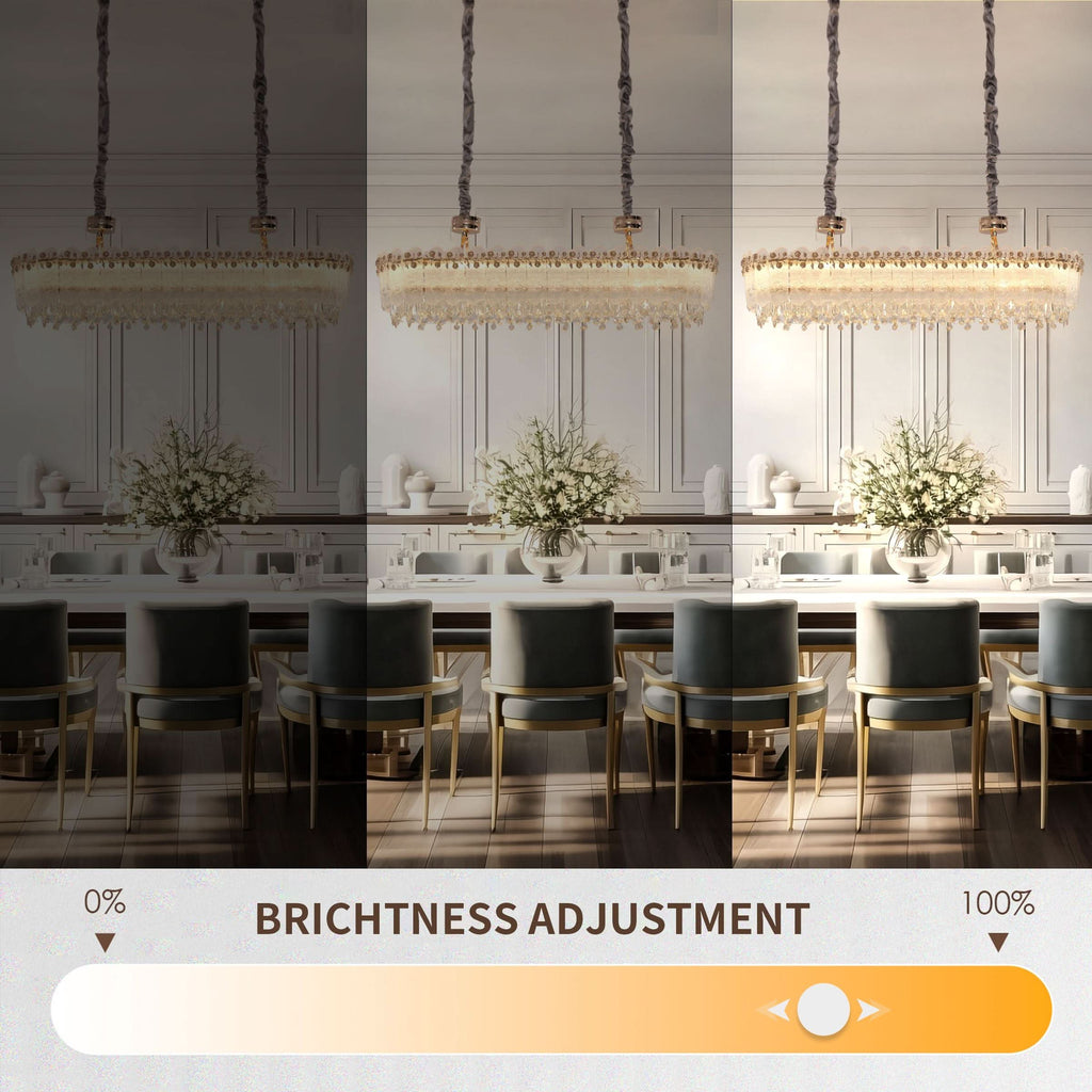 Lightsin Contemporary Crystal Pendant Light Oval and Round Dimmable Ceiling Fixture for Living Room and Hall