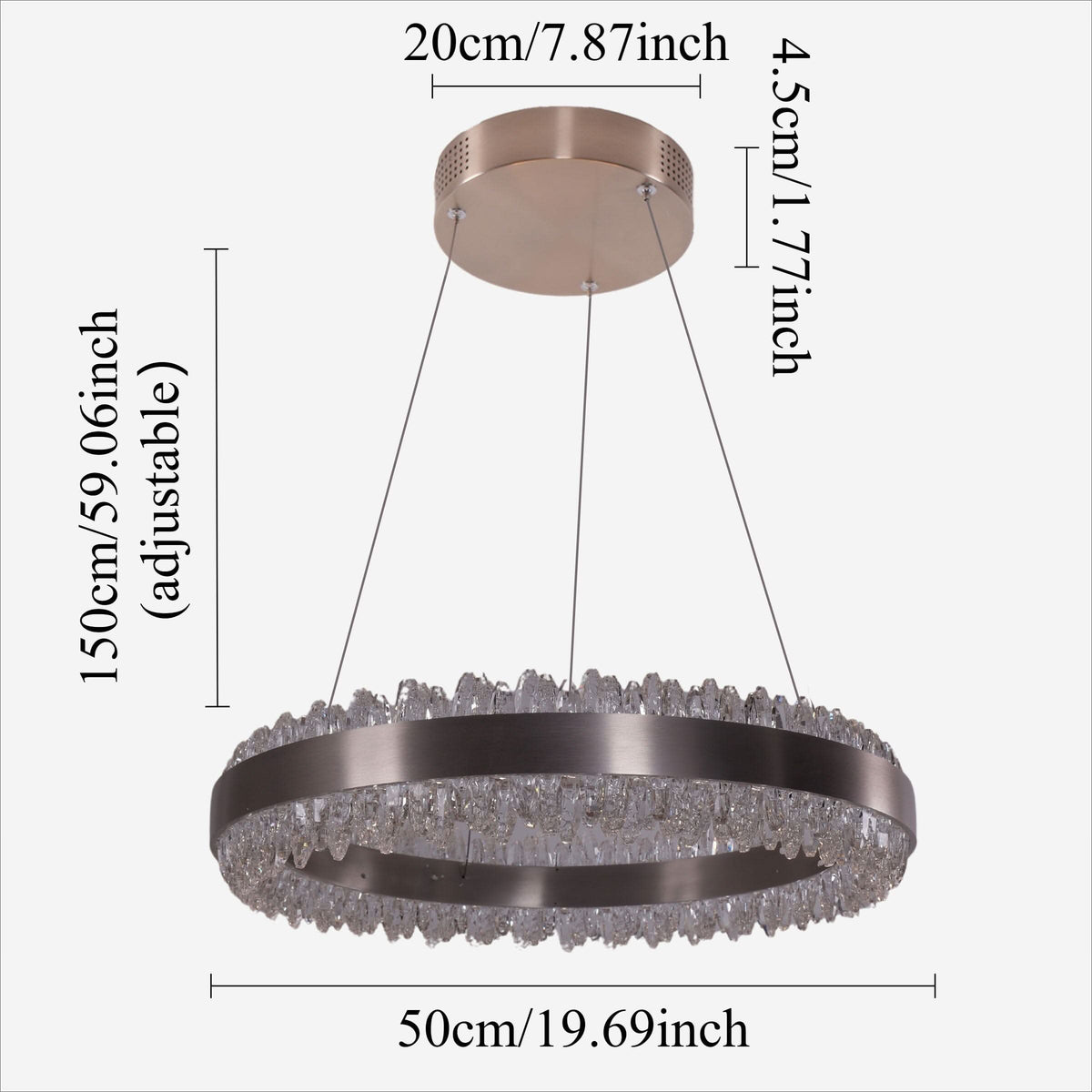 Lightsin Crystal LED Pendant Light Gold Circular Chandelier with Crystal Edges