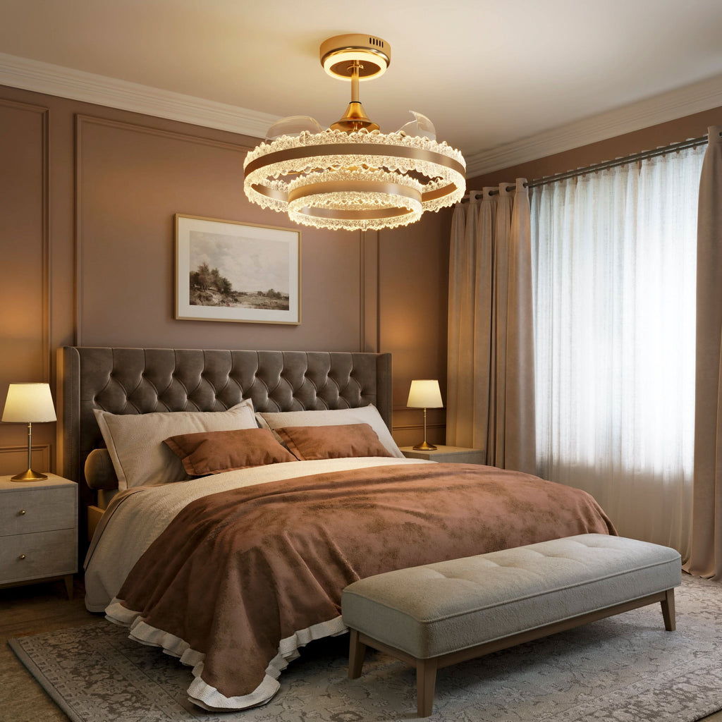 Lightsin Modern Gold Halo Ceiling Fan Light with Remote, 6 Speeds & 3 Colour Temperatures