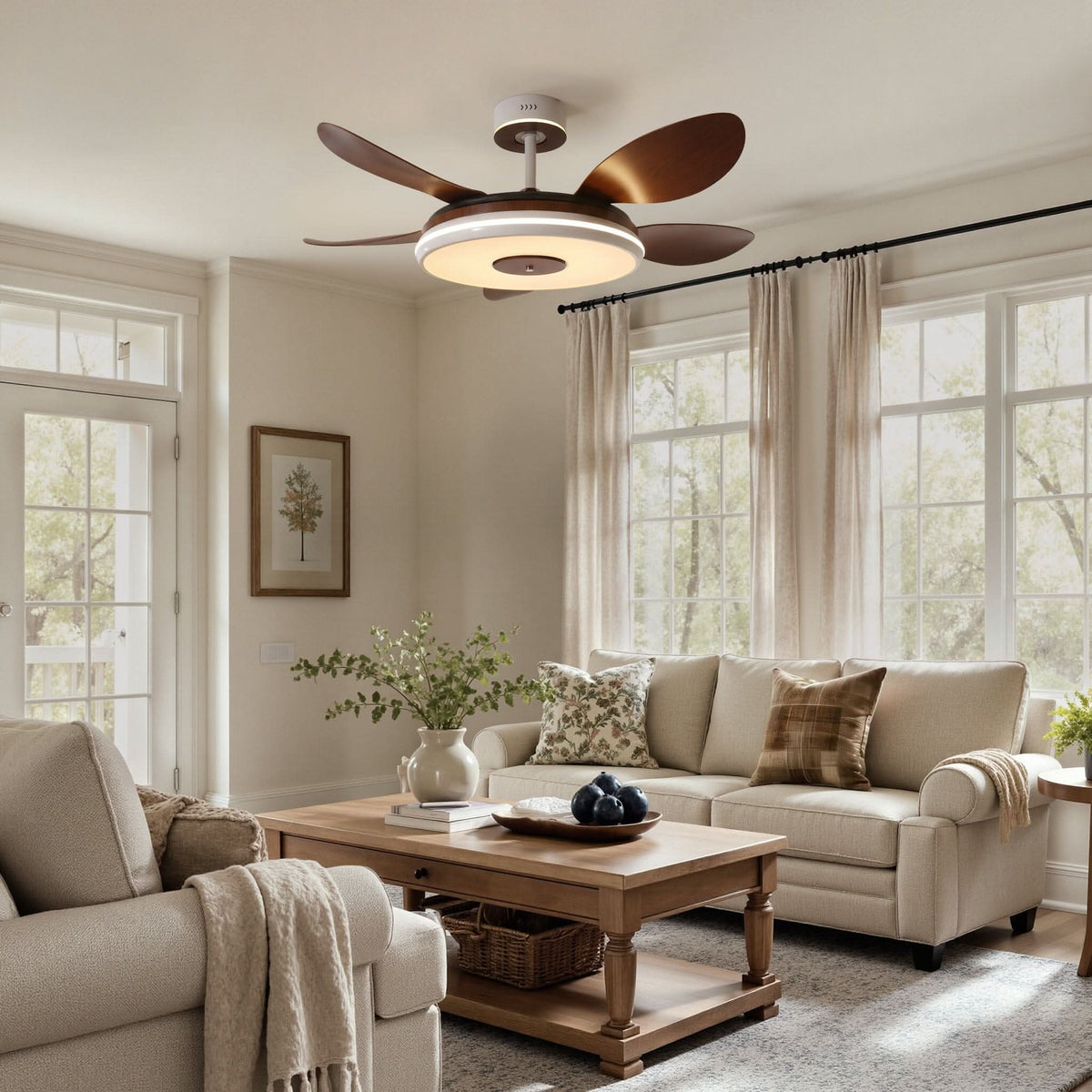Lightsin 48 Inch Ceiling Fan with Bright LED and Timer Remote