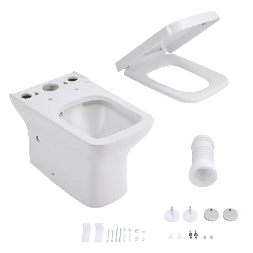 80cm H 2-Piece Elongated Square Toilet with Dual Flush