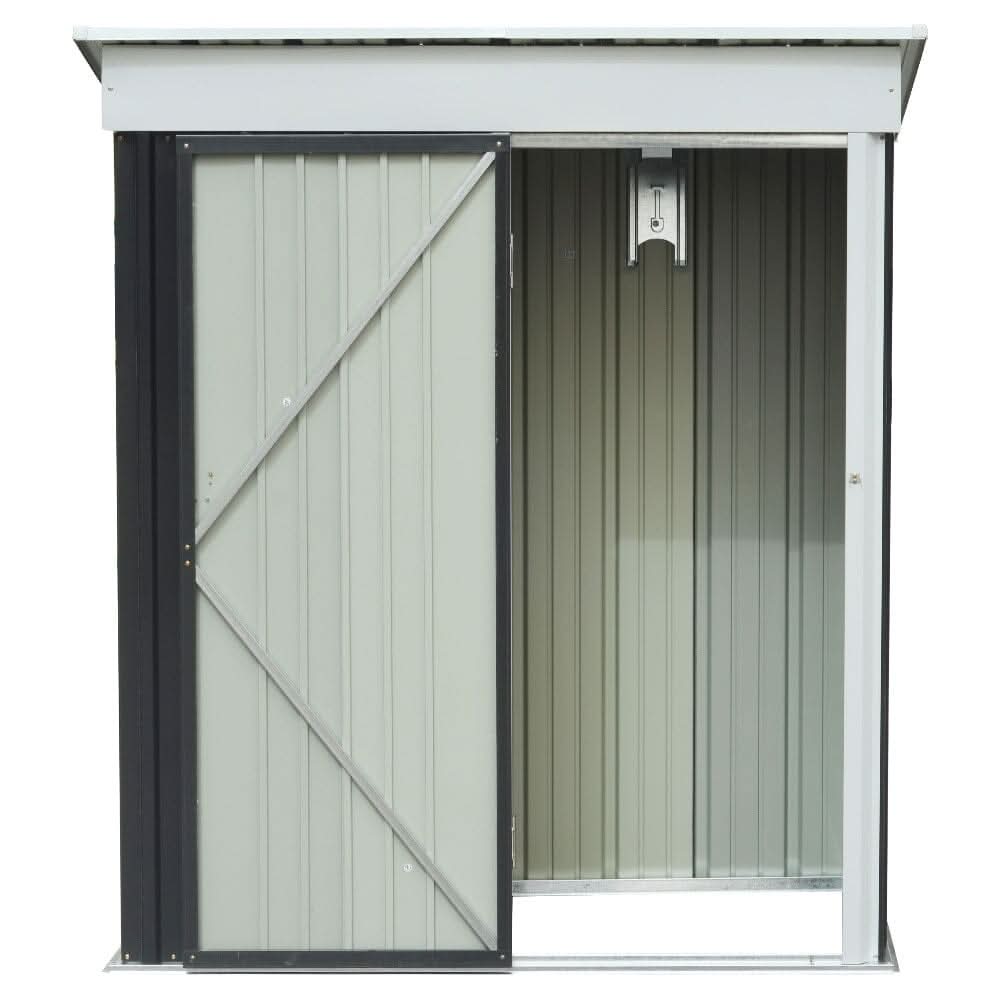 3X5ft Metal Storage Shed with Rack Patio Garden Tool House