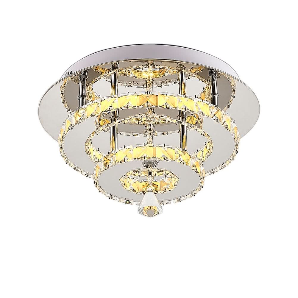 30cm W Stacked LED Ceiling Light with Crystal Rims Energy Saving