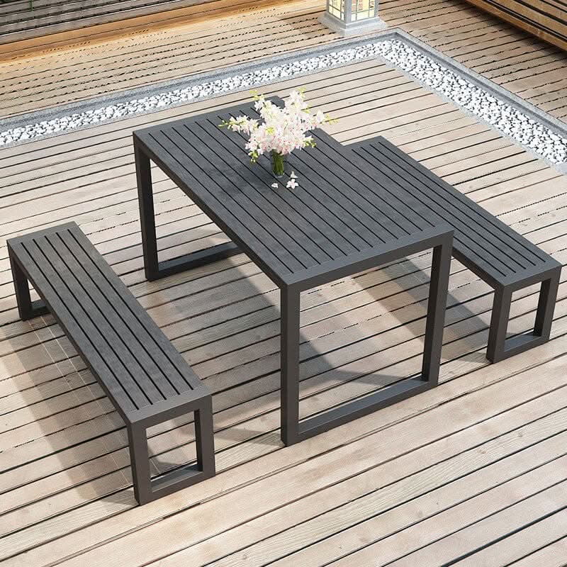 6 - Person 150cm Long Iron Outdoor Dining Set Garden Table and Bench