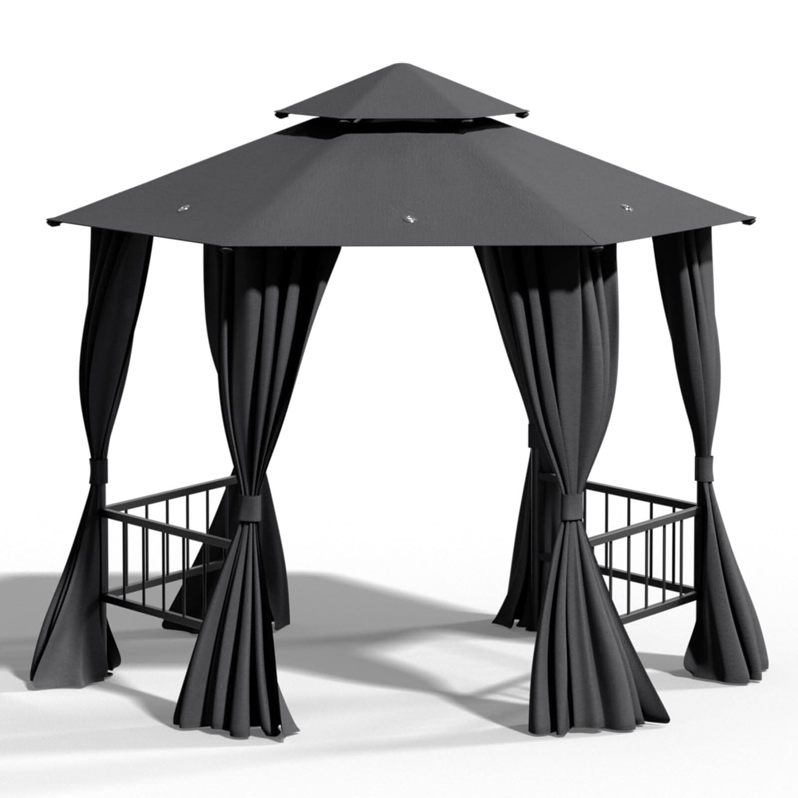 1.6x1.6x1.6m Dark Grey Hexagonal Shade Canopy with Fence