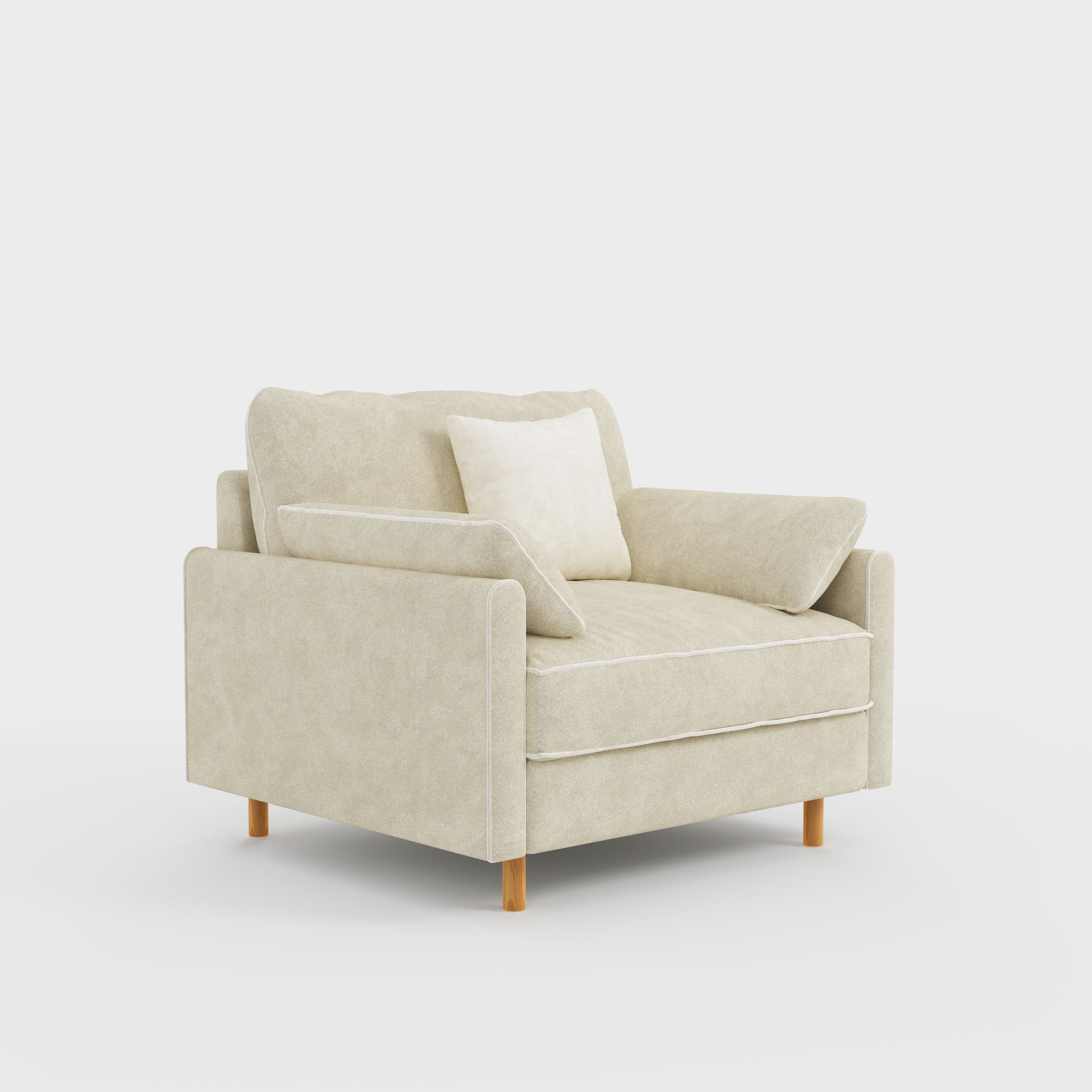 Cotton Linen Detachable Modular Sofa with Fringed Trim