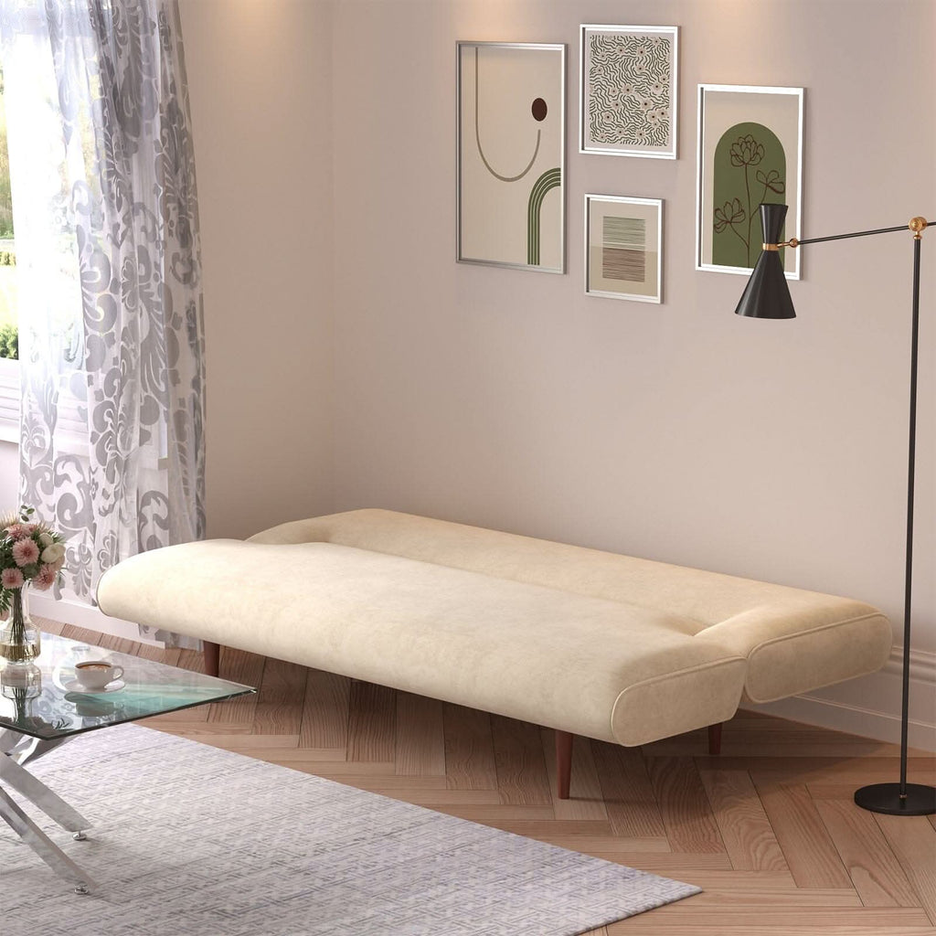 3 Seater Upholstered Sofa Bed Couch with Wood Legs