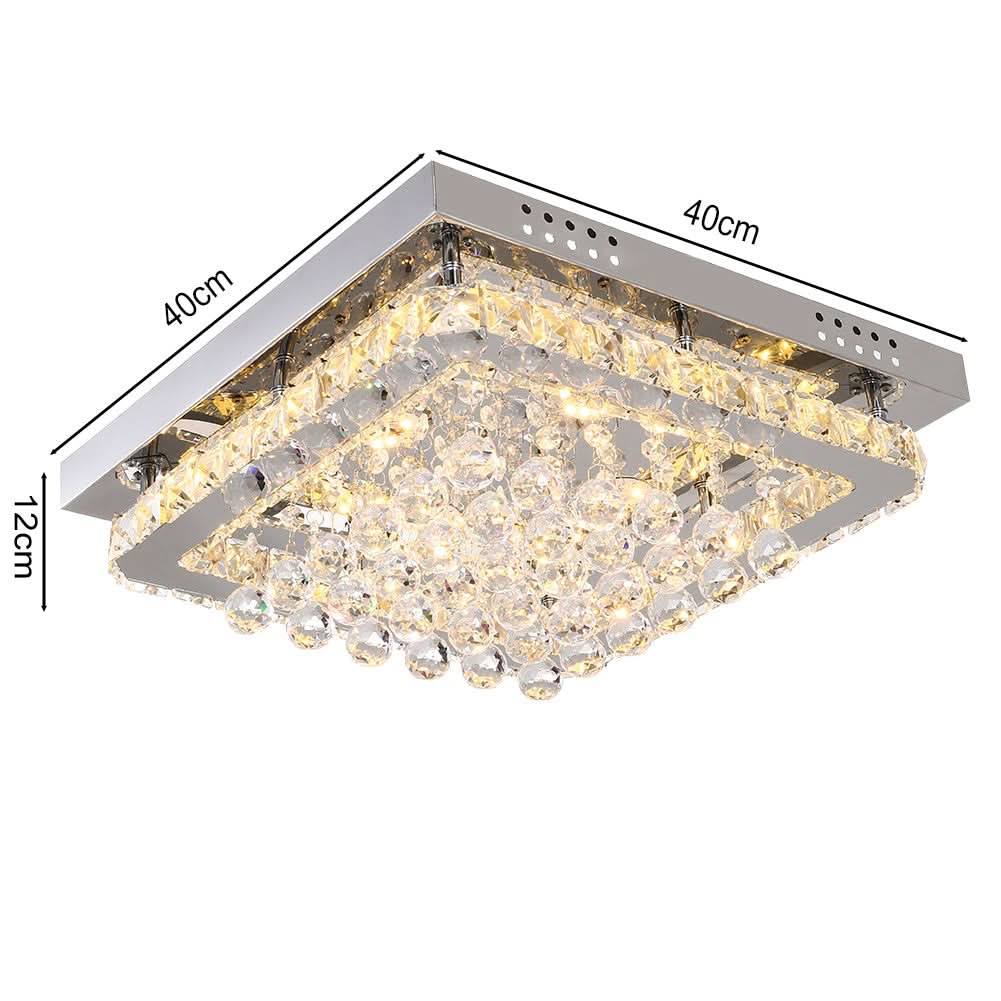 40cm W Chrome Finished Square LED Ceiling Light
