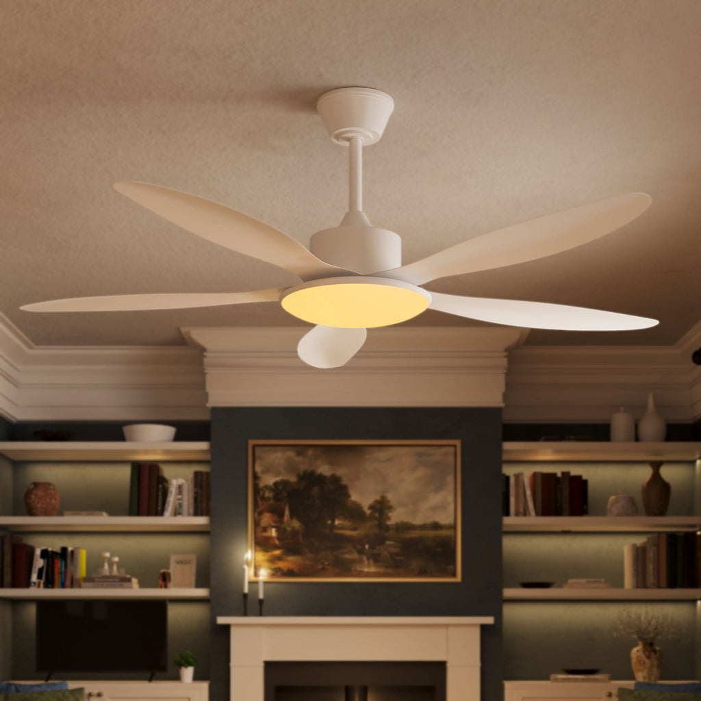 Lightsin 53-inch Modern Ceiling Fan with Light, Silent 5-Blade LED Fan with Remote