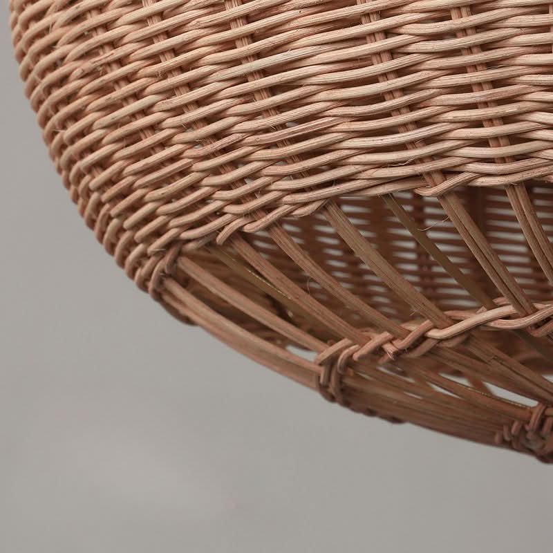 Lightsin Handcrafted Rattan Pendant Light in Flat Round Basket Shape