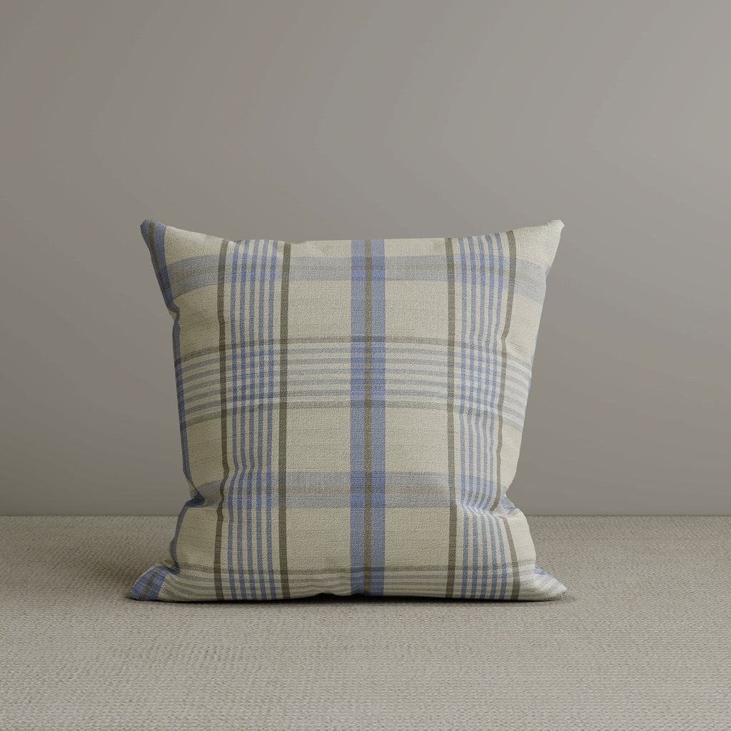 Square Exclusive Design Cushion in Misty Blue Plaid Cotton Linen, 45*45CM