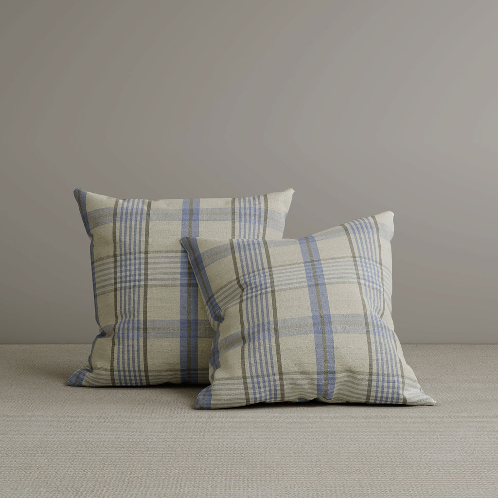 ‍Square Exclusive Design Cushion in Misty Blue Plaid Cotton Linen, 45*45CM (100% off)