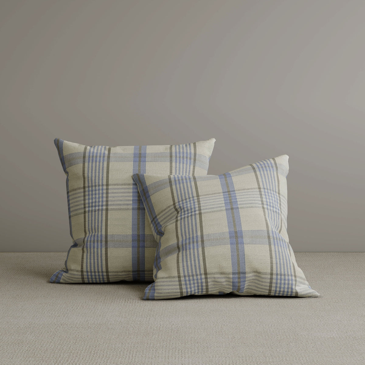 ‍Square Exclusive Design Cushion in Misty Blue Plaid Cotton Linen, 45*45CM (100% off)