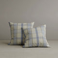 Square Exclusive Design Cushion in Misty Blue Plaid Cotton Linen, 45*45CM