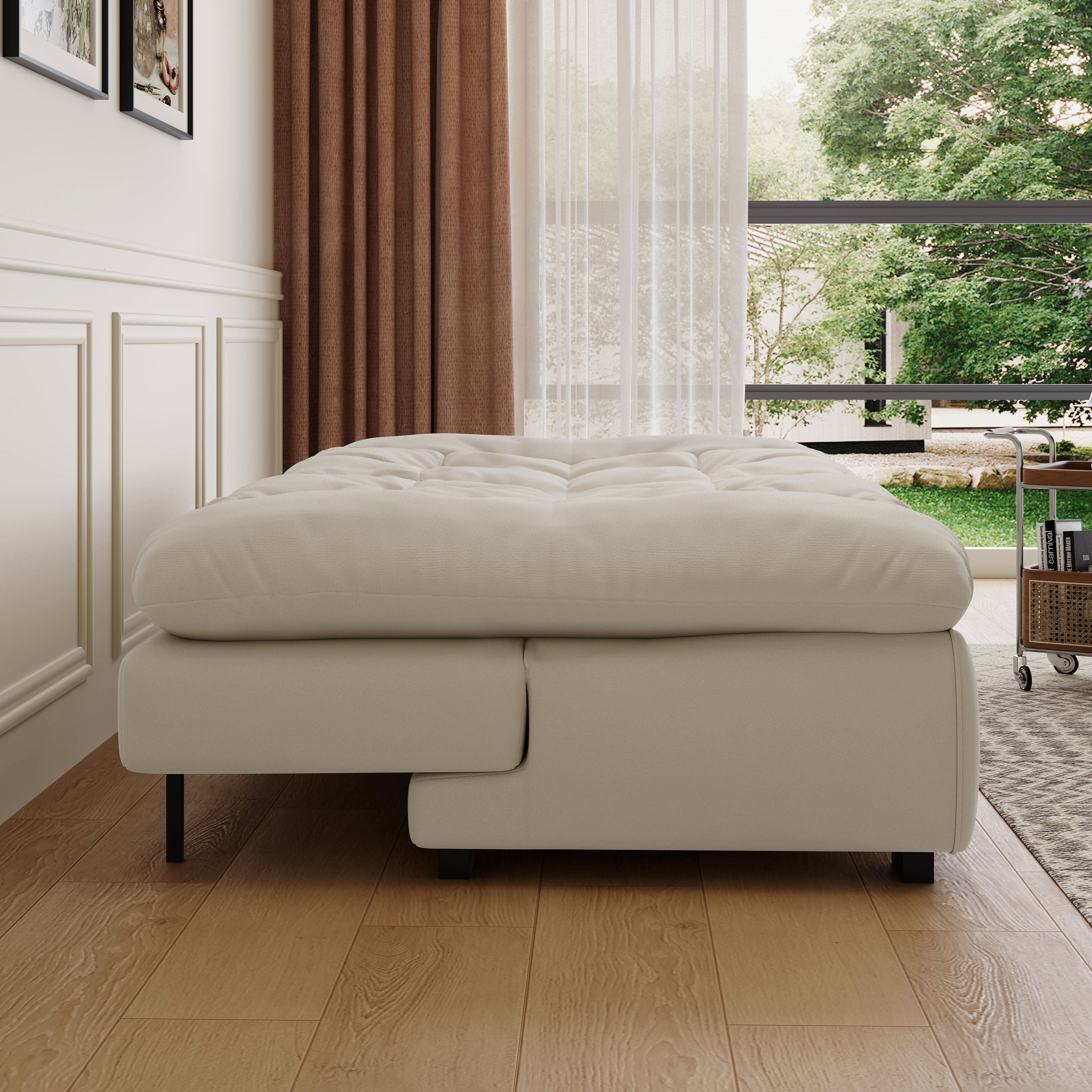 Cottonfy Upgrade Cream Cloud Double Folding Sofa Bed with Storage