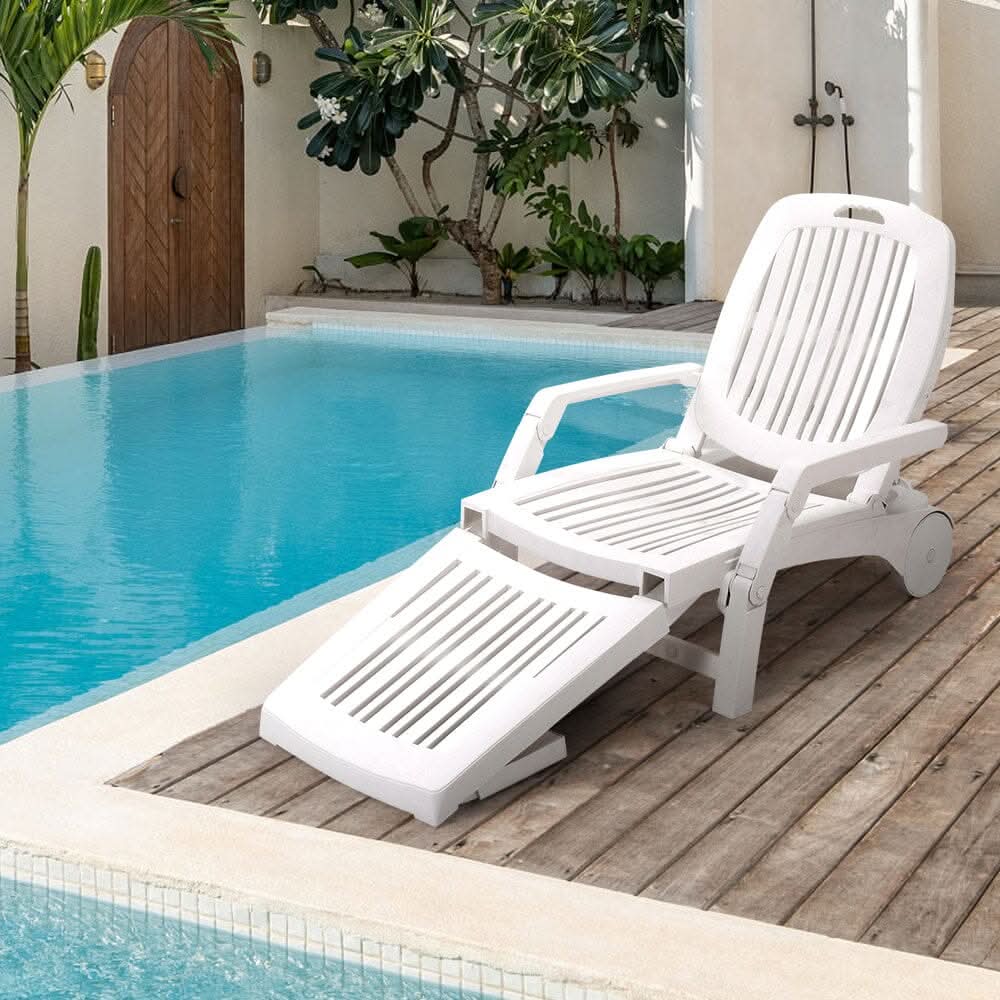 73.5cm W Outdoor Folding Lounge Chair Recliner with Wheels