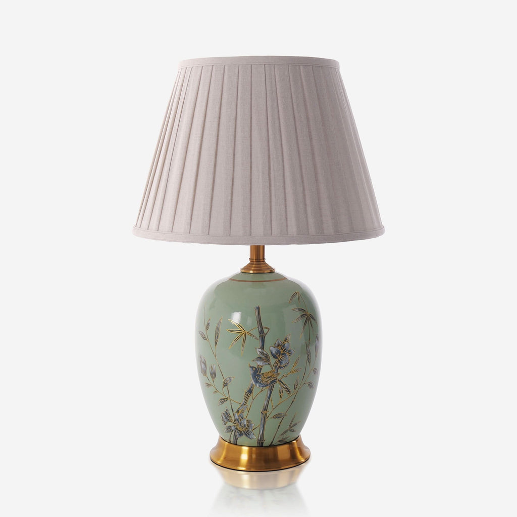 Lightsin Green Bamboo & Bird Ceramic Table Lamp with Seamless Dimming
