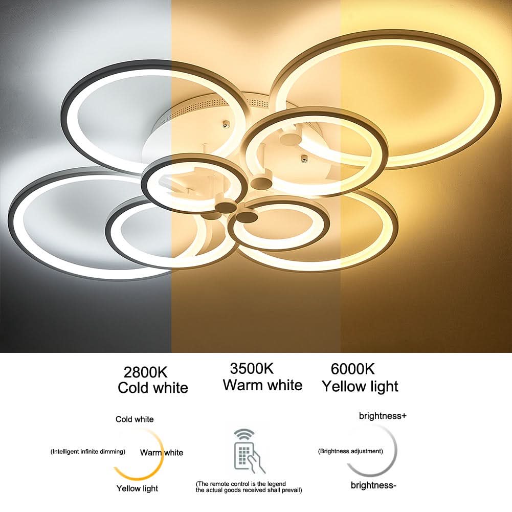 4/6/8 Rings LED Semi-Flush Ceiling Light Dimmable/Non-Dimmable
