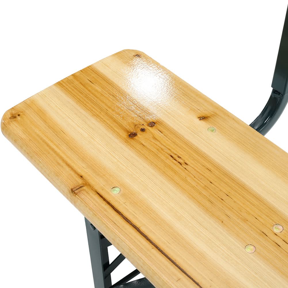 Set of 2 Folding Garden Benches with Backrest Cedar Wood Outdoor Bar Chairs