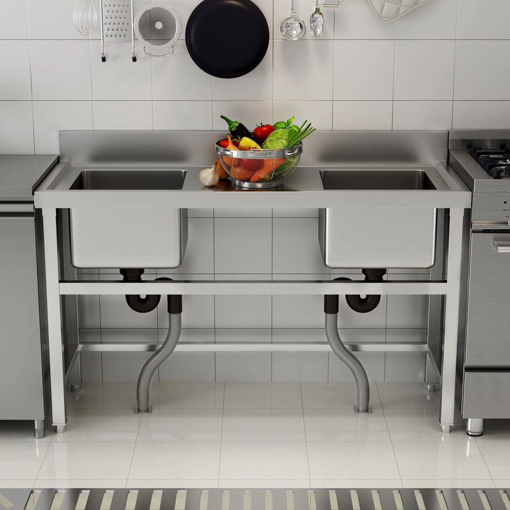 4ft Stainless Steel Kitchen Commercial 3-compartment Sink with Drainboard