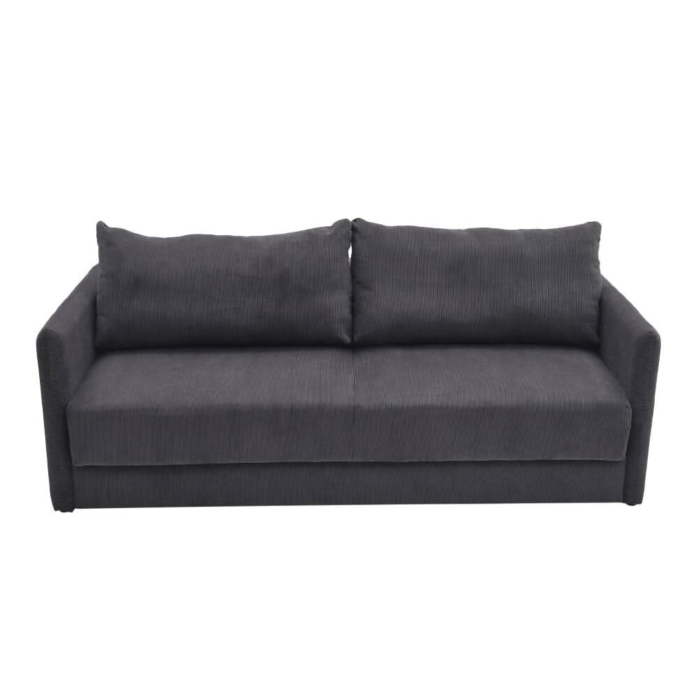 Grey 3-Seater Sleeper Sofa Bed polyester/corduroy