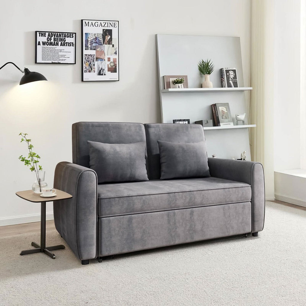5ft Convertible Sofa Bed Grey Lounger
