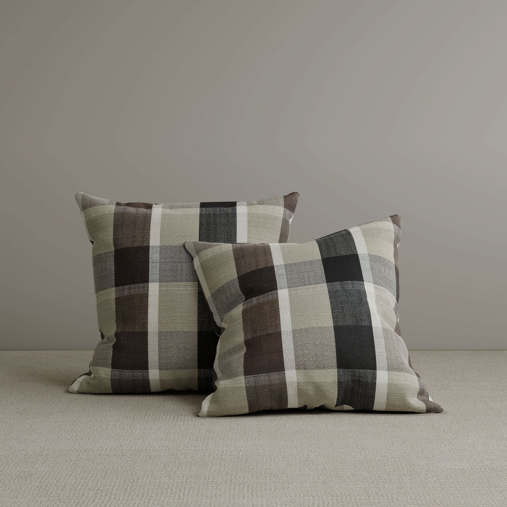 Square Exclusive Design Cushion in Mocha Brown Check Cotton Linen, 45*45CM