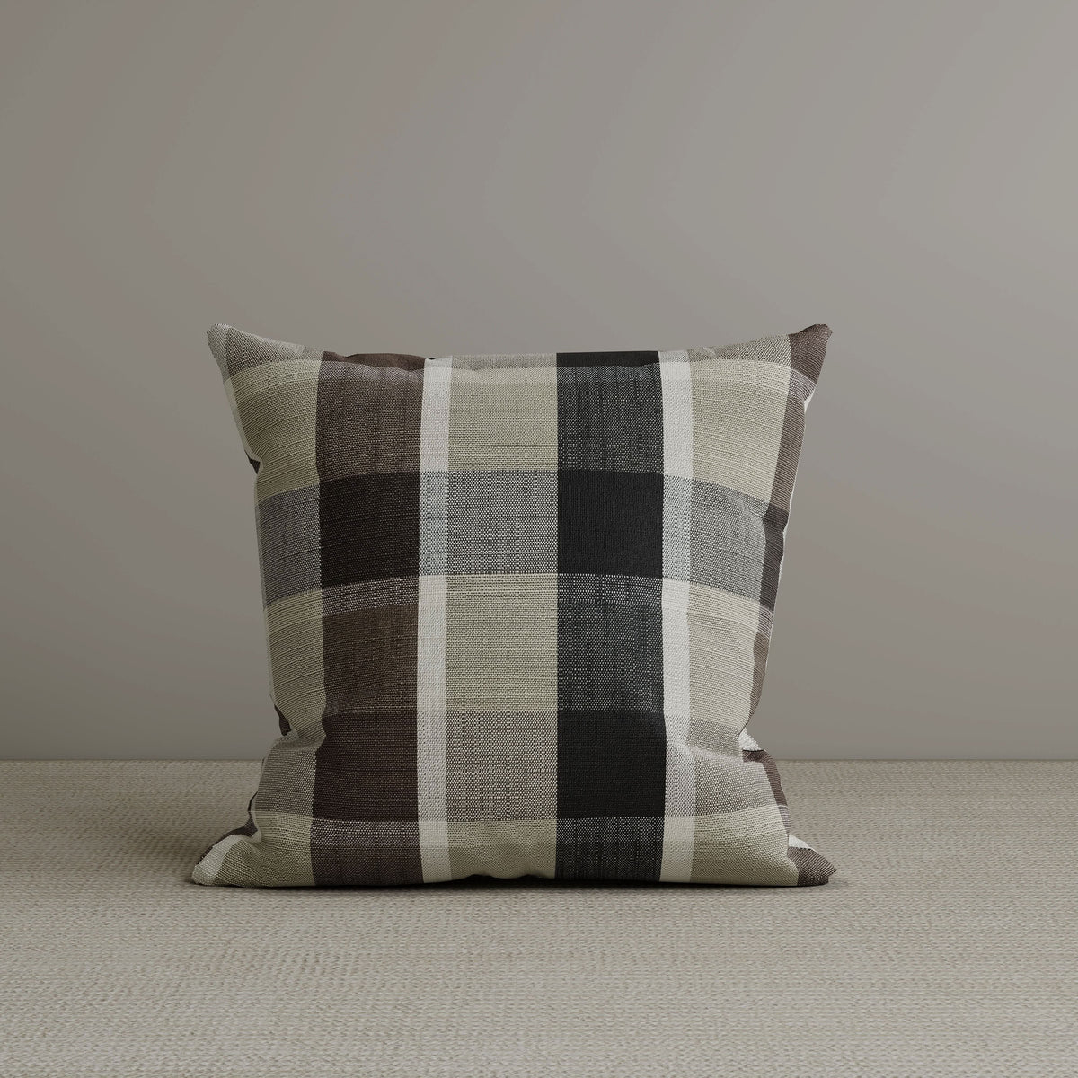 ‍Square Exclusive Design Cushion in Mocha Brown Check Cotton Linen, 45*45CM (100% off)