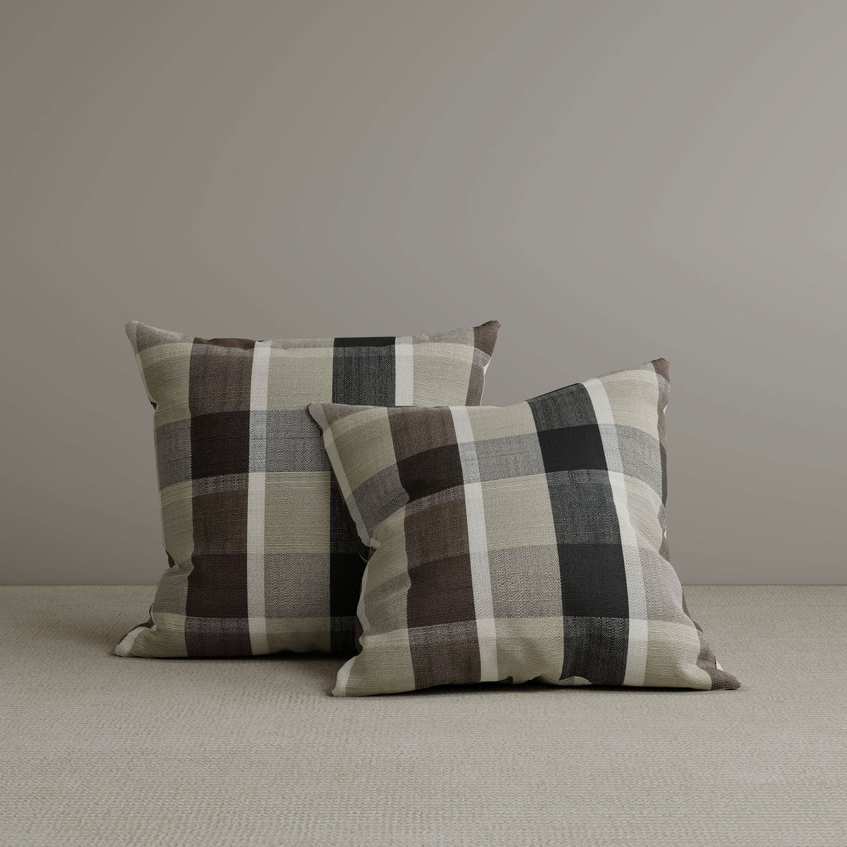 ‍Square Exclusive Design Cushion in Mocha Brown Check Cotton Linen, 45*45CM (100% off)